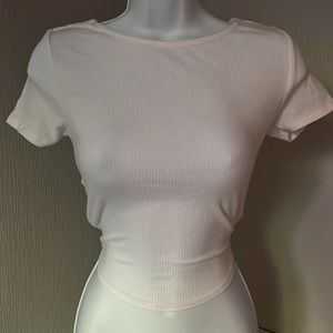 White ribbed wrap around top 🤍